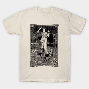 Art Nouveau Lady (black/cream) T-Shirt